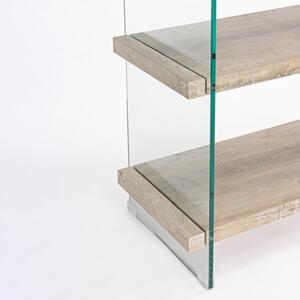 Libreria In Vetro 2 Cassetti 4 Mensole In Legno Rovere Line Kenya Bizzotto 90x39x180