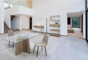 Libreria In Vetro 2 Cassetti 4 Mensole In Legno Rovere Line Kenya Bizzotto 90x39x180