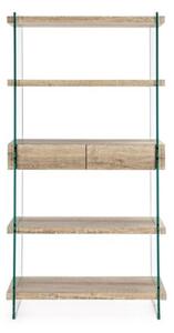 Libreria In Vetro 2 Cassetti 4 Mensole In Legno Rovere Line Kenya Bizzotto 90x39x180