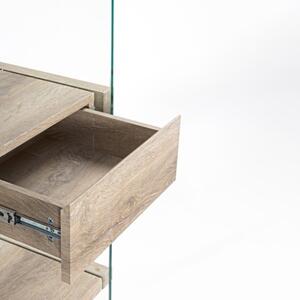 Libreria In Vetro 2 Cassetti 4 Mensole In Legno Rovere Line Kenya Bizzotto 90x39x180
