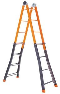 Scala Telescopica In Acciaio 4+4 Gradini Scaletto Allungabile Edilizia H. Max 3,80 Mt