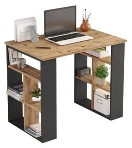 Scrivania Libreria Con Ripiani Laterali 90x60x74H Rovere E Antracite Bremen