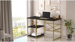 Scrivania Industrial Con Ripiani Laterali 120x60x75H Oro E Nero Voyage