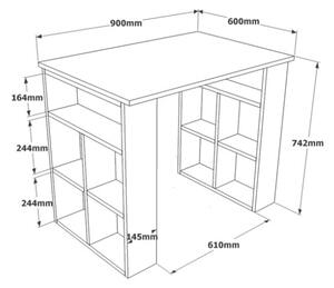 Scrivania Libreria Con Ripiani Laterali 90x60x74H Rovere E Antracite Bremen