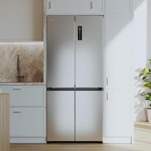 Cecotec Bolero CoolMarket FD 576 Inox E: frigorifero French Door con finitura in acciaio inossidabile, capacità extra large di 576 litri, MetalFlex Cooling, Green HUB XL, Dual Green HUB, maniglie in metallo, AuraLED