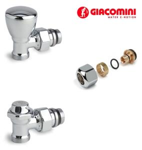 Kit Valvola Manuale E Detentore Cromato Per Termoarredo 1/2" con adattatori
