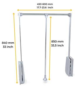 Appendiabiti regolabile per armadio 45 - 60 cm Cromato in Acciaio e Tecnoplastica