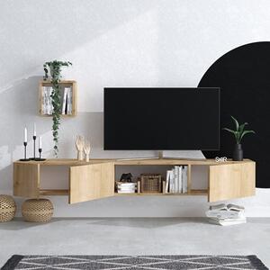 Mobile TV Sospeso 180 Cm Effetto Legno Con Mensola A Cubo Armor