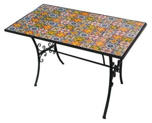 Set Da Pranzo Tavolo Maioliche Rettangolare 120x80 Con 4 Sedie Pieghevoli Kos