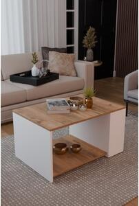 Tavolino Da Salotto Design Moderno 60x90x48 Con Vani Laterali Zeno Rovere E Bianco