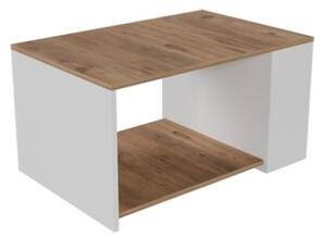Tavolino Da Salotto Design Moderno 60x90x48 Con Vani Laterali Zeno Rovere E Bianco