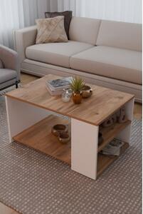 Tavolino Da Salotto Design Moderno 60x90x48 Con Vani Laterali Zeno Rovere E Bianco