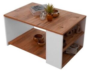 Tavolino Da Salotto Design Moderno 60x90x48 Con Vani Laterali Zeno Rovere E Bianco