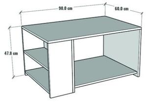Tavolino Da Salotto Design Moderno 60x90x48 Con Vani Laterali Zeno Rovere E Bianco