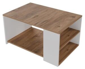 Tavolino Da Salotto Design Moderno 60x90x48 Con Vani Laterali Zeno Rovere E Bianco