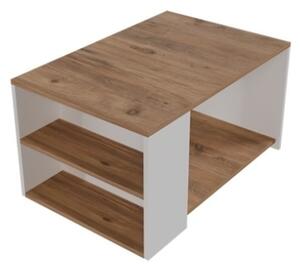 Tavolino Da Salotto Design Moderno 60x90x48 Con Vani Laterali Zeno Rovere E Bianco
