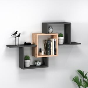Mensola Sospesa 3 Vani A Cubo Design Moderno 120x22x80 Elena Rovere Antracite