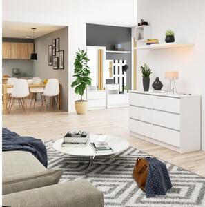 Cassettiera Credenza 120x40x77 Cm 6 Cassetti Artika Bianco Opaco