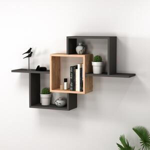 Mensola Sospesa 3 Vani A Cubo Design Moderno 120x22x80 Elena Rovere Antracite