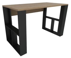 Scrivania Moderna 120x60x74 Con Ripiani Laterali Breeze Rovere Chiaro E Nero