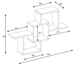 Mensola Sospesa 3 Vani A Cubo Design Moderno 120x22x80 Elena Rovere Antracite