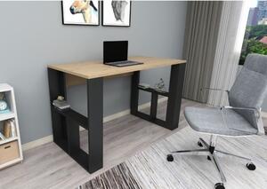 Scrivania Moderna 120x60x74 Con Ripiani Laterali Breeze Rovere Chiaro E Nero