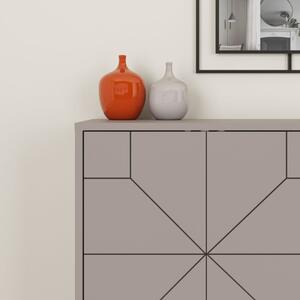 Madia Moderna 4 Ante 123 Cm Design Geometrico Piedi Metallici Dune Tortora