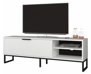 Mobile TV Da Terra 140 Cm Con Piedini Neri E Anta Frontale Way Bianco