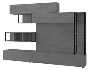 Parete Attrezzata 260 Cm Design Moderno Tronador Grigio Cemento