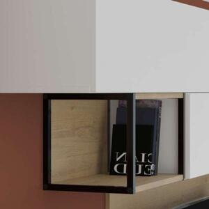 Parete Attrezzata 260 Cm Design Moderno Tronador Bianco E Rovere