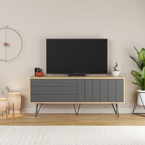 Mobile Porta TV Struttura Rovere E 2 Ante A Ribalta Antracite Picadilly