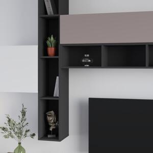 Parete Attrezzata Salotto 275 Cm Con Pensili E Vani Fashion Bianco Moka E Antracite