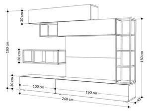 Parete Attrezzata 260 Cm Design Moderno Tronador Grigio Cemento