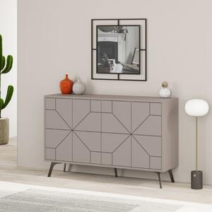 Madia Moderna 4 Ante 123 Cm Design Geometrico Piedi Metallici Dune Tortora