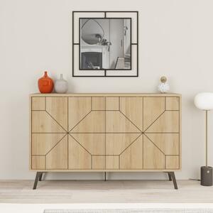 Madia Moderna 4 Ante 123 Cm Design Geometrico Piedi Metallici Dune Rovere