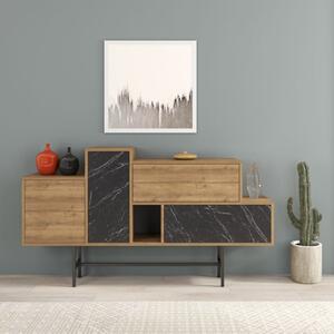 Madia 160 Cm Design Moderno Effetto Legno Hermes Noce E Marmo