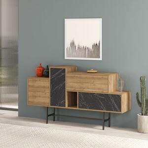Madia 160 Cm Design Moderno Effetto Legno Hermes Noce E Marmo