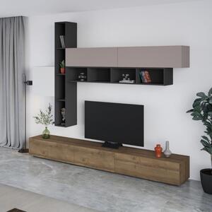 Parete Attrezzata Salotto 275 Cm Con Pensili E Vani Fashion Bianco Moka E Antracite