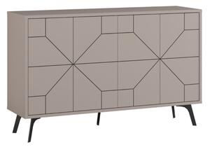Madia Moderna 4 Ante 123 Cm Design Geometrico Piedi Metallici Dune Tortora