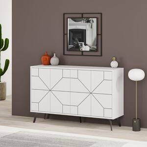 Madia Moderna 4 Ante 123 Cm Design Geometrico Piedi Metallici Dune Bianca