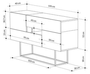 Madia Moderna 2 Ante 2 Cassetti 145 Cm Rovere E Antracite Eros