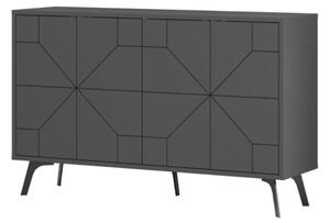 Madia Moderna 4 Ante 123 Cm Design Geometrico Piedi Metallici Dune Antracite