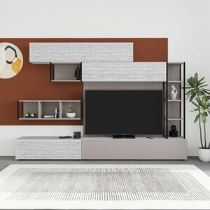 Parete Attrezzata 260 Cm Design Moderno Tronador Tortora E Bianco