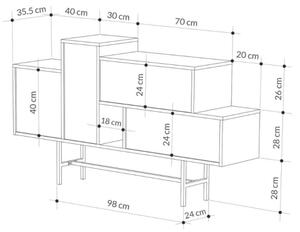 Madia 160 Cm Design Moderno Effetto Legno Hermes Noce E Marmo