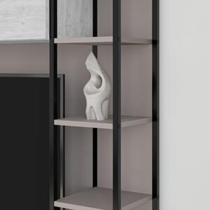 Parete Attrezzata 260 Cm Design Moderno Tronador Tortora E Bianco
