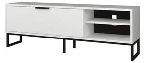 Mobile TV Da Terra 140 Cm Con Piedini Neri E Anta Frontale Way Bianco