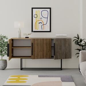 Madia Moderna 3 Ante 150 Cm Tricolore Rovere Noce E Dark Coffee Tontini