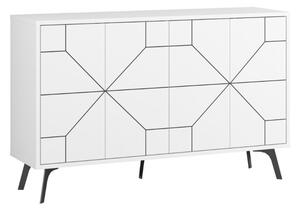 Madia Moderna 4 Ante 123 Cm Design Geometrico Piedi Metallici Dune Bianca