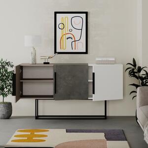 Madia Moderna 3 Ante 150 Cm Tricolore Tortora Bianco Cemento Tontini