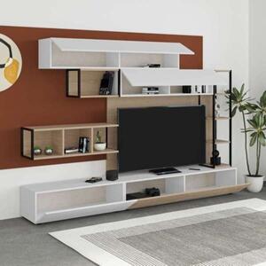 Parete Attrezzata 260 Cm Design Moderno Tronador Bianco E Rovere